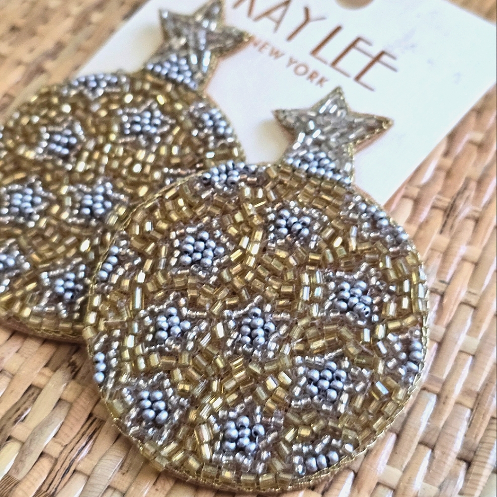 Star ✨ Beaded Large Statement Earrings in Gold New